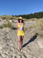 Unique Vintage Avocado & Multicolor Daisy Print Alice Swim Skirt